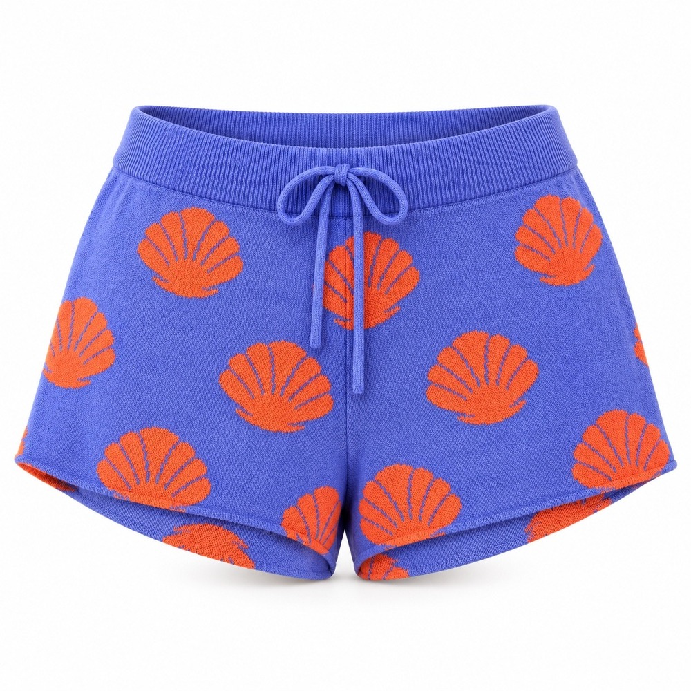 Beach Riot Knit Shorts Size M Purple Orange Seashell Coastal Beach Knitwear Cozy